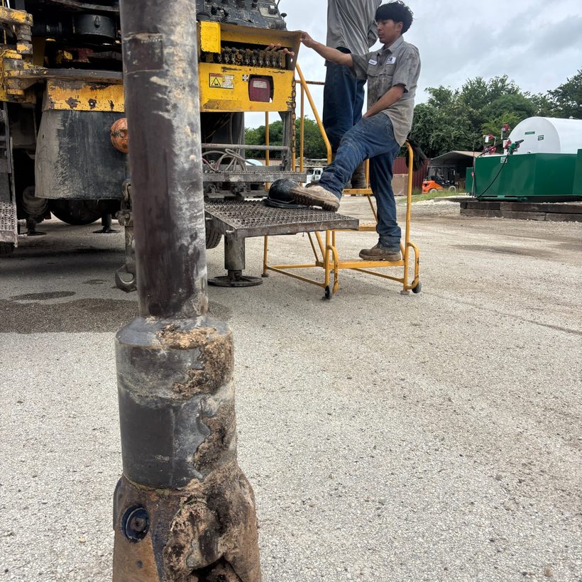TR Drilling crew setting casing on a new water well