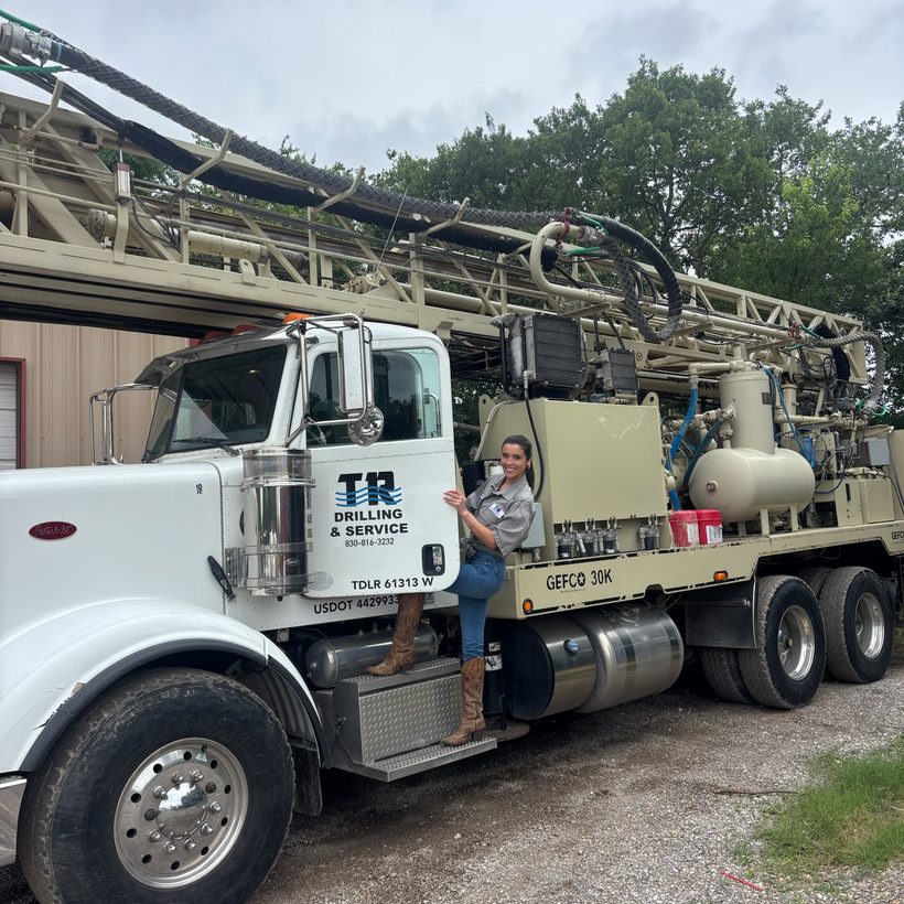 TR Drilling's truck-mounted drilling rig on a Hill Country job site